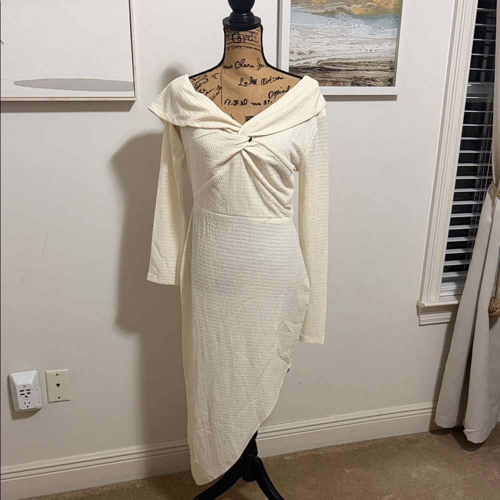 Elegant Cream Off-Shoulder Dress